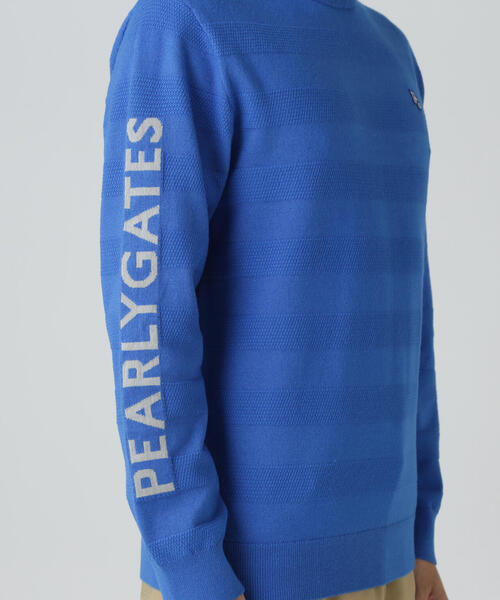 PEARLY GATES(パーリーゲイツ)の「【PEARLY GATES】天竺×ストレッチ裏地&地柄 ツインニット(Tシャツ/カットソー・メンズ・ブルー/ホワイト/ネイビー・MEDIUM/LARGE/X-LARGE/XX-LARGE)」の4枚目の写真