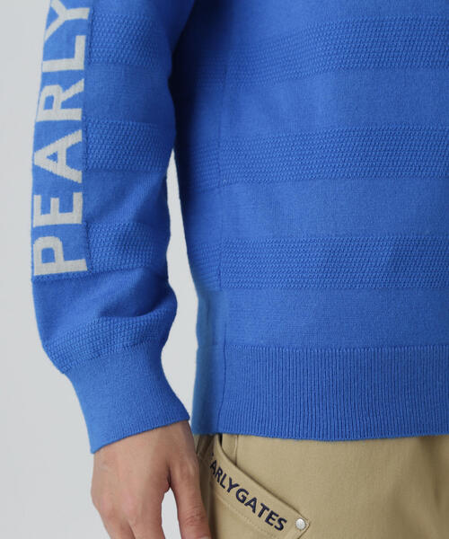 PEARLY GATES(パーリーゲイツ)の「【PEARLY GATES】天竺×ストレッチ裏地&地柄 ツインニット(Tシャツ/カットソー・メンズ・ブルー/ホワイト/ネイビー・MEDIUM/LARGE/X-LARGE/XX-LARGE)」の5枚目の写真