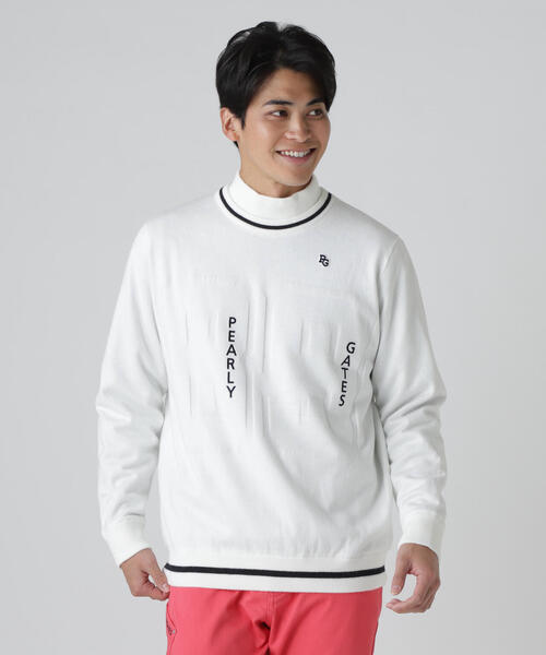 PEARLY GATES(パーリーゲイツ)の「【PEARLY GATES】天竺×ストレッチ裏地&地柄 ツインニット(Tシャツ/カットソー・メンズ・ブルー/ホワイト/ネイビー・MEDIUM/LARGE/X-LARGE/XX-LARGE)」の1枚目の写真
