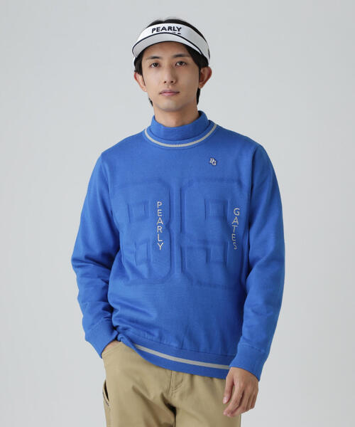 PEARLY GATES(パーリーゲイツ)の「【PEARLY GATES】天竺×ストレッチ裏地&地柄 ツインニット(Tシャツ/カットソー・メンズ・ブルー/ホワイト/ネイビー・MEDIUM/LARGE/X-LARGE/XX-LARGE)」の3枚目の写真