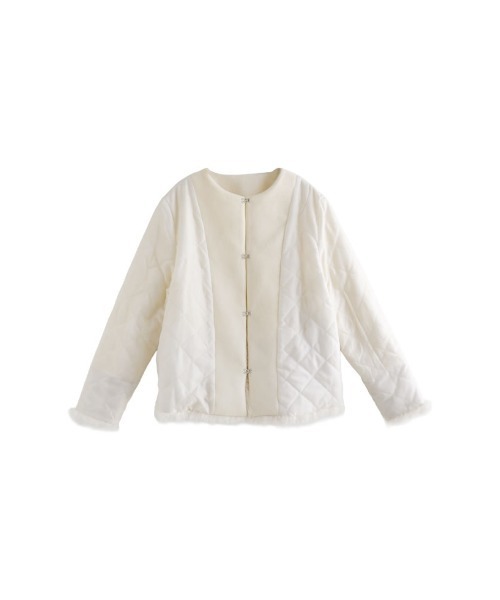 MEISM by Re:EDIT][2025AW COLLECTION]異素材切り替えファートリムノー