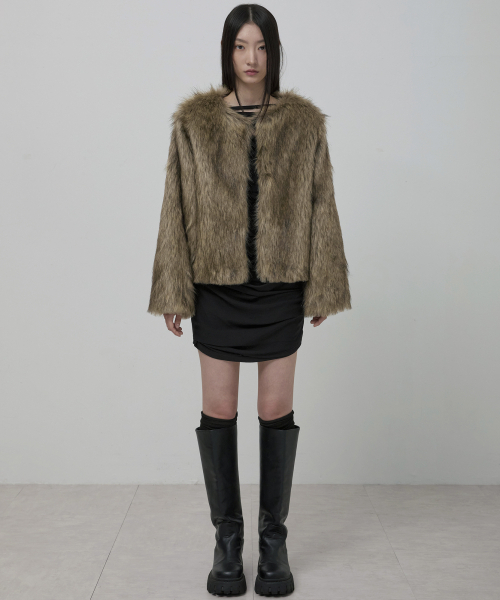 FLAREUP(フレアアップ)の「Fur Jacket (FL-046_Brown)(ムートンコート・レディース・ブラウン・1/2)」の5枚目の写真