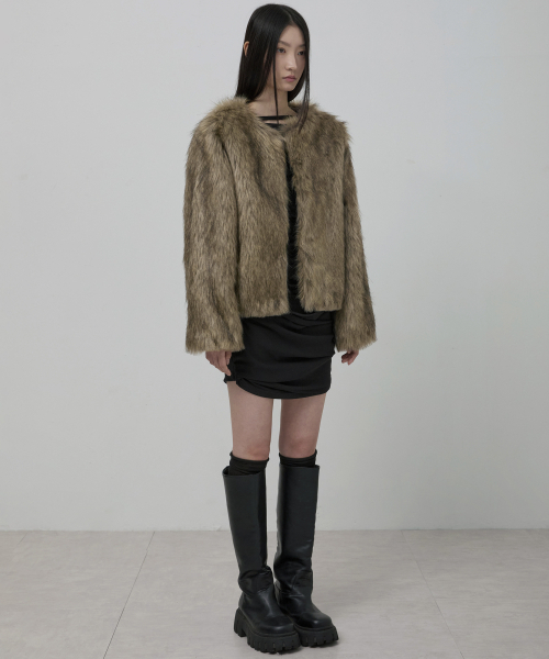 FLAREUP(フレアアップ)の「Fur Jacket (FL-046_Brown)(ムートンコート・レディース・ブラウン・1/2)」の6枚目の写真