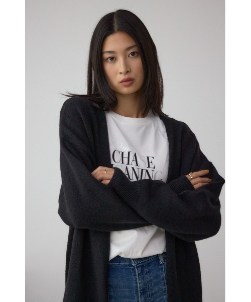 AZUL by moussy（アズールバイマウジー）の「ニットロングカーディガン（カーディガン/ボレロ・レディース・ベージュ/チャコールグレー/ブラック・FREE）」の5枚目の写真