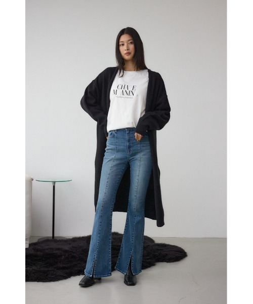 AZUL by moussy（アズールバイマウジー）の「ニットロングカーディガン（カーディガン/ボレロ・レディース・ベージュ/チャコールグレー/ブラック・FREE）」の6枚目の写真