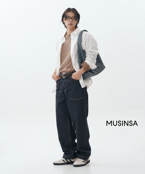 MUSINSA STANDARD（ムシンサスタンダード）の「ウォッシュドキャンバスドリップインショルダーバッグ [ネイビー]（ショルダーバッグ・レディース・その他・FREE）」の3枚目の写真