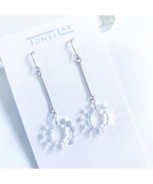 tone(トーン)の「【TOMEI LAB】バブル 揺れる クリア ピアス(MA)(ピアス(両耳用)・レディース・クリア/パープル系その他・FREE)」の2枚目の写真