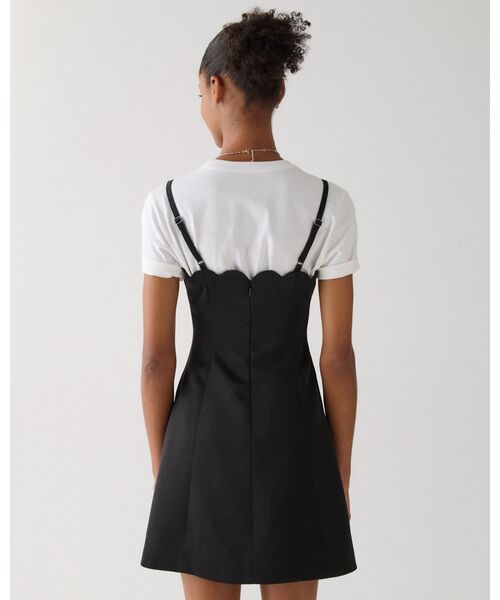 kate spade new york(ケイトスペード ニューヨーク)の「サテン スカラップ ミニ ドレス(ワンピース・レディース・ブラック・4/2/0)」の3枚目の写真