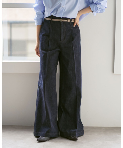 Noble(ノーブル)の「デニムライクスラックス(デニムパンツ・レディース・ネイビー・38/36)」の1枚目の写真