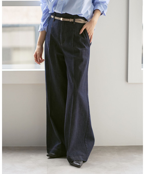 Noble(ノーブル)の「デニムライクスラックス(デニムパンツ・レディース・ネイビー・38/36)」の2枚目の写真