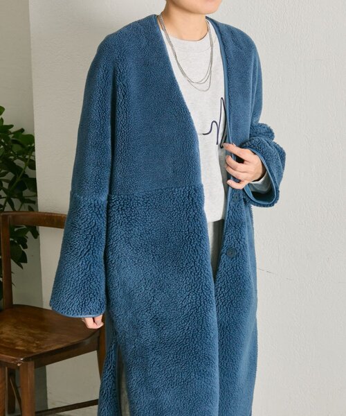 ISABEL MARANT ボアロングコート デニムブルー ISABEL MARANT ボアロングコート デニムブルー ISABEL MARANT ボア