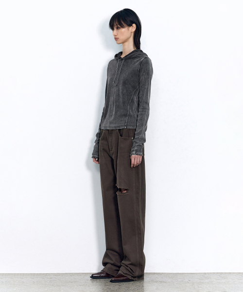 INSILENCE WOMEN(インサイレンスウーマン)の「ワンスリットストレートデニム ブラウン(デニムパンツ・レディース・その他・X-SMALL/MEDIUM/SMALL)」の2枚目の写真