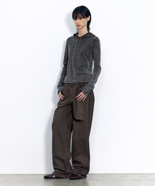INSILENCE WOMEN(インサイレンスウーマン)の「ワンスリットストレートデニム ブラウン(デニムパンツ・レディース・その他・X-SMALL/MEDIUM/SMALL)」の4枚目の写真
