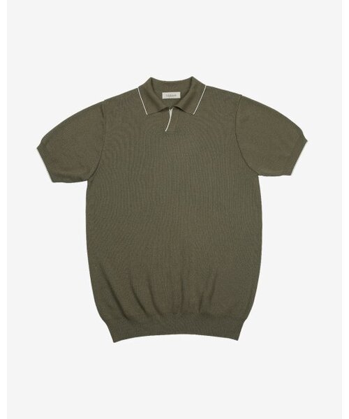 Combination collar knit (Khaki)