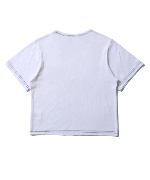 SEARCH410(サーチ410)の「ハートレタリングクロップTシャツホワイト(Tシャツ/カットソー・レディース・その他・FREE)」の2枚目の写真