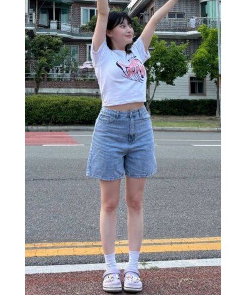 SEARCH410(サーチ410)の「ハートレタリングクロップTシャツホワイト(Tシャツ/カットソー・レディース・その他・FREE)」の5枚目の写真