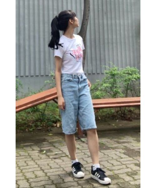 SEARCH410(サーチ410)の「ハートレタリングクロップTシャツホワイト(Tシャツ/カットソー・レディース・その他・FREE)」の6枚目の写真