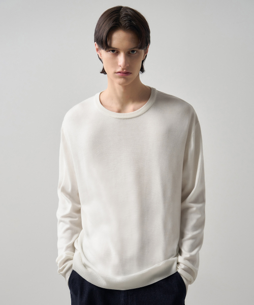 DRAW FIT（ドローフィット）の「シルクラウンドプルオーバーニット [チャコール]（ニット/セーター・メンズ・その他・MEDIUM/LARGE/X-LARGE）」の3枚目の写真