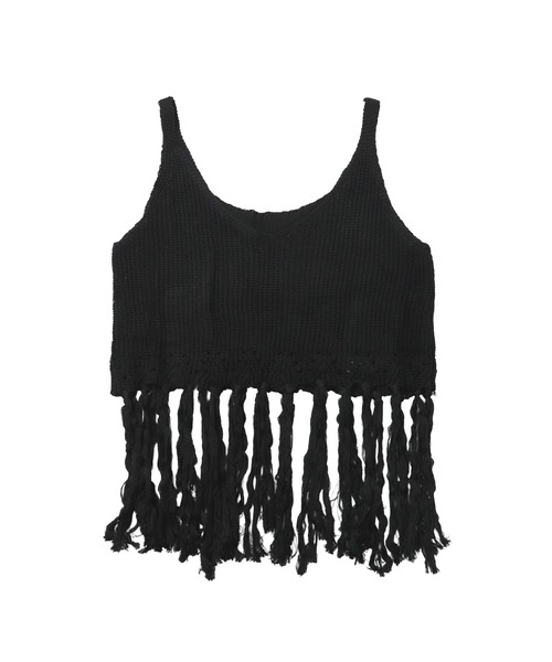 OSYAREVO（オシャレボ）の「フリンジ キャミソール ニット トップス ベスト レディース（ベスト・レディース・グレー/ブラック/ホワイト・ONESIZE）」の8枚目の写真