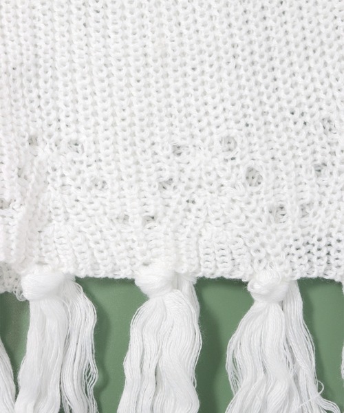 OSYAREVO（オシャレボ）の「フリンジ キャミソール ニット トップス ベスト レディース（ベスト・レディース・グレー/ブラック/ホワイト・ONESIZE）」の5枚目の写真