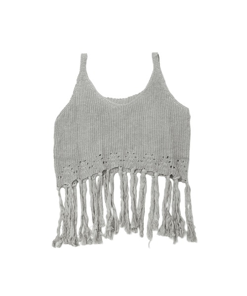 OSYAREVO（オシャレボ）の「フリンジ キャミソール ニット トップス ベスト レディース（ベスト・レディース・グレー/ブラック/ホワイト・ONESIZE）」の6枚目の写真