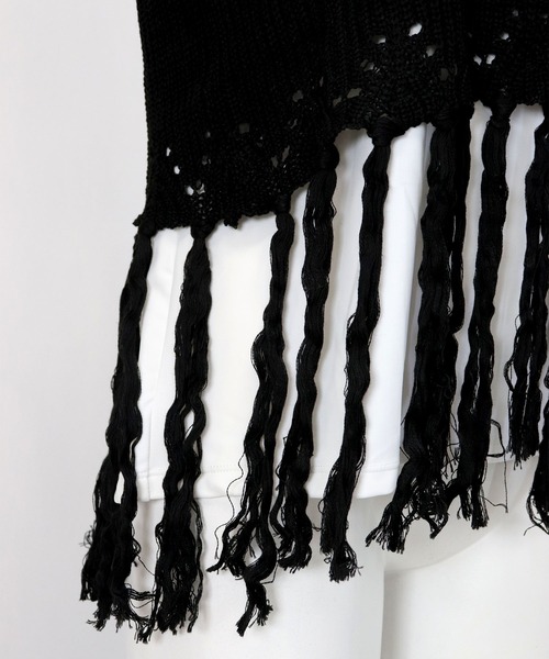 OSYAREVO（オシャレボ）の「フリンジ キャミソール ニット トップス ベスト レディース（ベスト・レディース・グレー/ブラック/ホワイト・ONESIZE）」の14枚目の写真