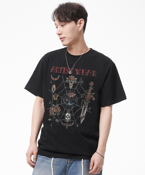 ARTISTWEAR（アーティストウェア）の「[ATW] ビンテージスクール 半袖Tシャツ（Tシャツ/カットソー・レディース・ブラック・SMALL/MEDIUM/LARGE/X-LARGE/XX-LARGE/XXXX-LARGE）」の2枚目の写真