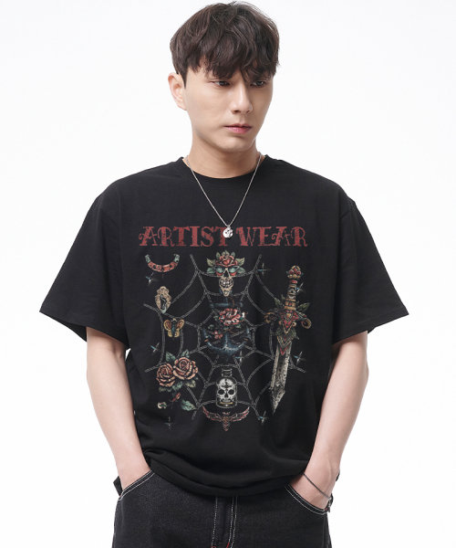 ARTISTWEAR（アーティストウェア）の「[ATW] ビンテージスクール 半袖Tシャツ（Tシャツ/カットソー・レディース・ブラック・SMALL/MEDIUM/LARGE/X-LARGE/XX-LARGE/XXXX-LARGE）」の3枚目の写真