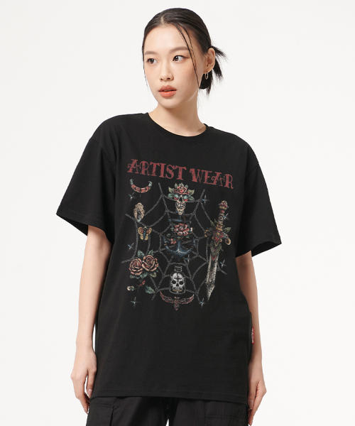 ARTISTWEAR（アーティストウェア）の「[ATW] ビンテージスクール 半袖Tシャツ（Tシャツ/カットソー・レディース・ブラック・SMALL/MEDIUM/LARGE/X-LARGE/XX-LARGE/XXXX-LARGE）」の4枚目の写真