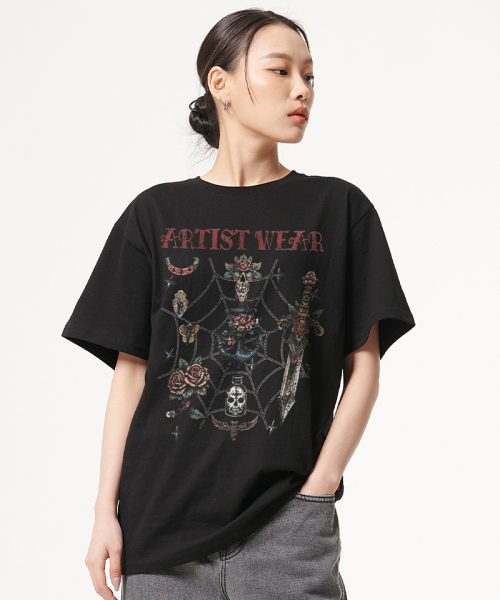 ARTISTWEAR（アーティストウェア）の「[ATW] ビンテージスクール 半袖Tシャツ（Tシャツ/カットソー・レディース・ブラック・SMALL/MEDIUM/LARGE/X-LARGE/XX-LARGE/XXXX-LARGE）」の5枚目の写真