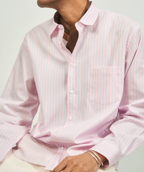 QUATTROCCHI（クアトロッキ）の「QUATTROCCHI / ストライプ シグネチャー シャツ（シャツ/ブラウス・メンズ・ブルー/ピンク・SMALL/MEDIUM/LARGE）」の4枚目の写真