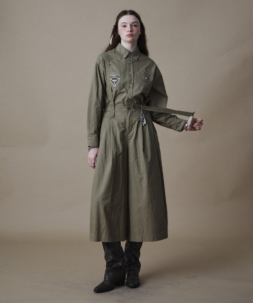 PENFIELD(ペンフィールド)の「フェイデッドサスペンダーキュロットパンツベージュ_FR1WP30U(サロペット/オーバーオール・メンズ・ベージュ・MEDIUM/LARGE)」の1枚目の写真