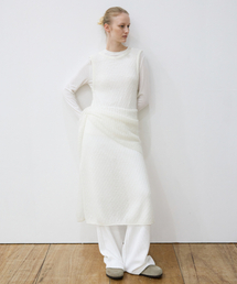 Crochet Eyelet Knit Dress - Cream