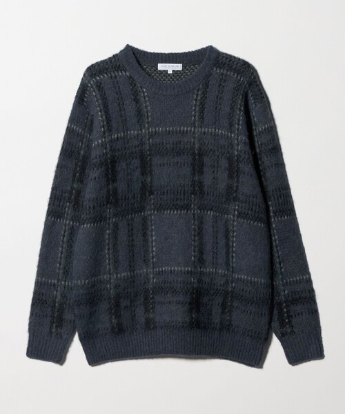 A DAY IN THE LIFE UNITED ARROWS(アデイインザライフユナイテッドアローズ)の「シャギー チェック ニット-ウォッシャブル-<A DAY IN THE LIFE>(ニット/セーター・メンズ・ネイビー/ダークブラウン・L/M)」の1枚目の写真