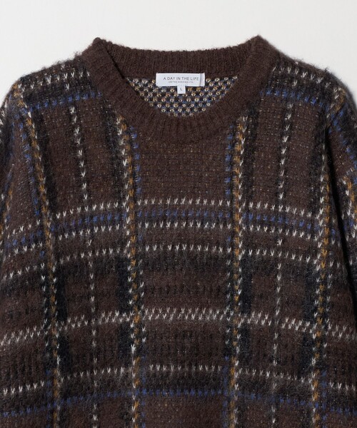 A DAY IN THE LIFE UNITED ARROWS(アデイインザライフユナイテッドアローズ)の「シャギー チェック ニット-ウォッシャブル-<A DAY IN THE LIFE>(ニット/セーター・メンズ・ネイビー/ダークブラウン・L/M)」の4枚目の写真