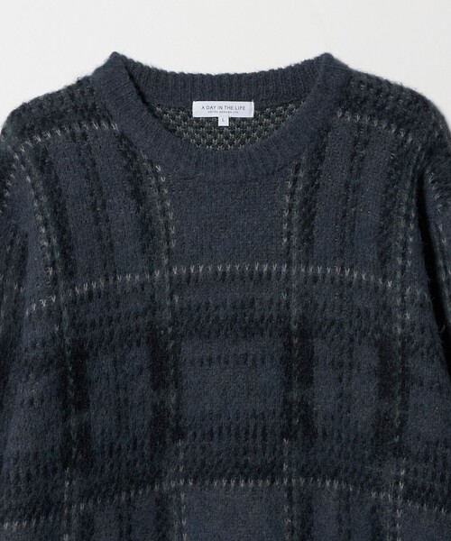 A DAY IN THE LIFE UNITED ARROWS(アデイインザライフユナイテッドアローズ)の「シャギー チェック ニット-ウォッシャブル-<A DAY IN THE LIFE>(ニット/セーター・メンズ・ネイビー/ダークブラウン・L/M)」の9枚目の写真