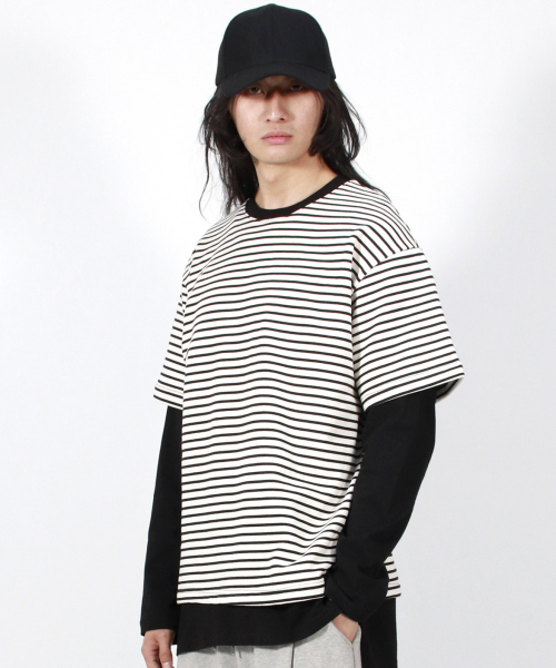 DEMARC(ドゥマーク)の「M LAYERED SLEEVE BOXY FIT CREW NECK T-SHIRT STRIPE-IVORY(Tシャツ/カットソー・メンズ・その他・MEDIUM/LARGE)」の5枚目の写真