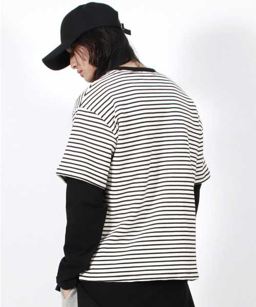 DEMARC(ドゥマーク)の「M LAYERED SLEEVE BOXY FIT CREW NECK T-SHIRT STRIPE-IVORY(Tシャツ/カットソー・メンズ・その他・MEDIUM/LARGE)」の6枚目の写真