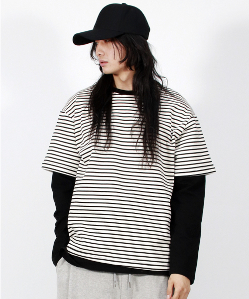 DEMARC(ドゥマーク)の「M LAYERED SLEEVE BOXY FIT CREW NECK T-SHIRT STRIPE-IVORY(Tシャツ/カットソー・メンズ・その他・MEDIUM/LARGE)」の7枚目の写真