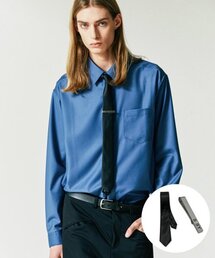 [スリムタイ+クリップセット] ファインツイルティップシャツ ブルー