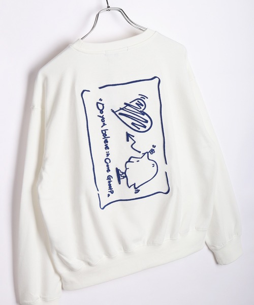 WESTSEA(ウエストシー)の「GHOST/ゴースト 裏毛 歯ブラシ刺繍 長袖トレーナー(スウェット・メンズ・ブラック/ホワイト・M/L)」の2枚目の写真