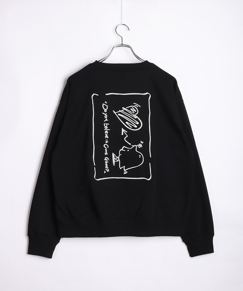 WESTSEA(ウエストシー)の「GHOST/ゴースト 裏毛 歯ブラシ刺繍 長袖トレーナー(スウェット・メンズ・ブラック/ホワイト・M/L)」の4枚目の写真