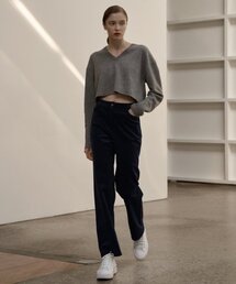 corduroy straight pants - blue