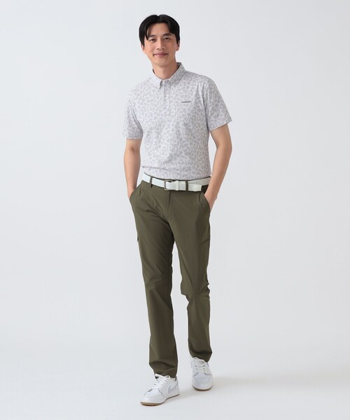 BEAMS GOLF(ビームスゴルフ)の「PURPLE LABEL / シャドーフラワー ジャカード ボタンダウンシャツ (接触冷感・吸水速乾・UVカット)(ポロシャツ・メンズ・ホワイト/ネイビー・MEDIUM/LARGE/X-LARGE/SMALL)」の3枚目の写真