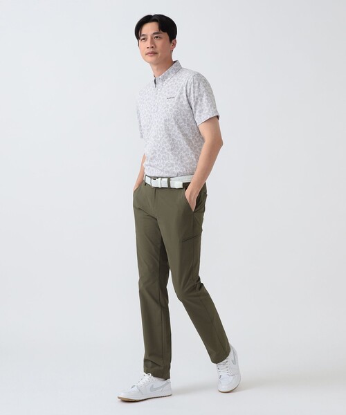 BEAMS GOLF(ビームスゴルフ)の「PURPLE LABEL / シャドーフラワー ジャカード ボタンダウンシャツ (接触冷感・吸水速乾・UVカット)(ポロシャツ・メンズ・ホワイト/ネイビー・MEDIUM/LARGE/X-LARGE/SMALL)」の4枚目の写真