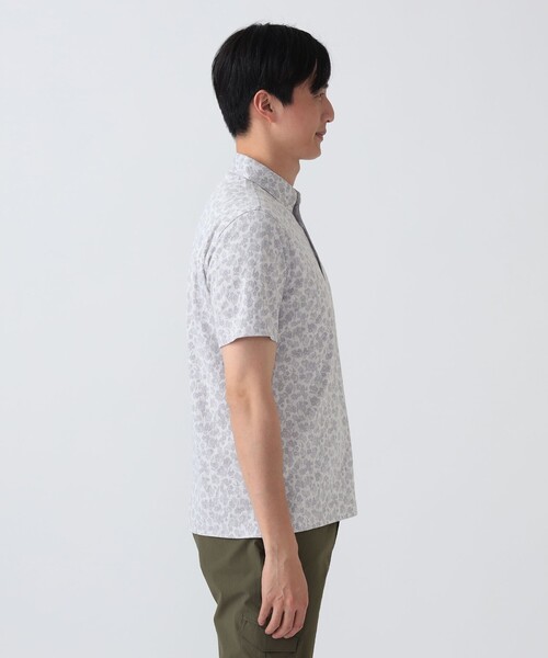 BEAMS GOLF(ビームスゴルフ)の「PURPLE LABEL / シャドーフラワー ジャカード ボタンダウンシャツ (接触冷感・吸水速乾・UVカット)(ポロシャツ・メンズ・ホワイト/ネイビー・MEDIUM/LARGE/X-LARGE/SMALL)」の8枚目の写真