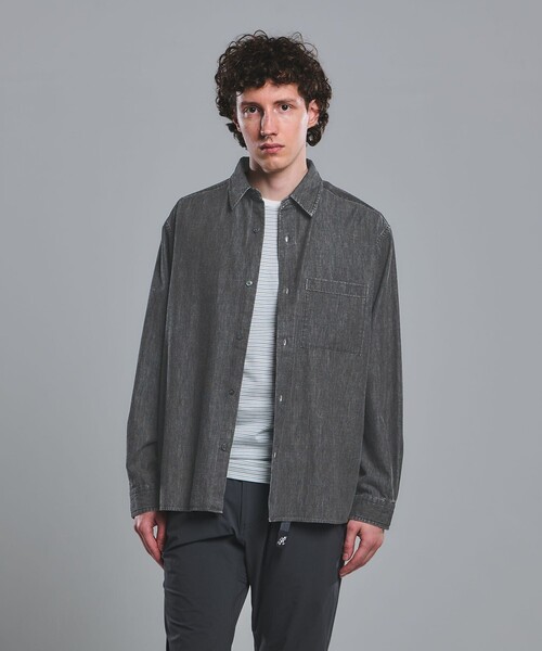 green label relaxing（グリーンレーベルリラクシング）の「フェード デニム マイン レギュラーカラー シャツ（シャツ/ブラウス・メンズ・ダークグレー/ネイビー・S/M/L/XL）」の2枚目の写真