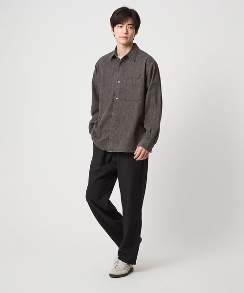 green label relaxing（グリーンレーベルリラクシング）の「フェード デニム マイン レギュラーカラー シャツ（シャツ/ブラウス・メンズ・ダークグレー/ネイビー・S/M/L/XL）」の6枚目の写真