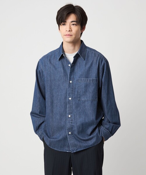green label relaxing（グリーンレーベルリラクシング）の「フェード デニム マイン レギュラーカラー シャツ（シャツ/ブラウス・メンズ・ダークグレー/ネイビー・S/M/L/XL）」の7枚目の写真