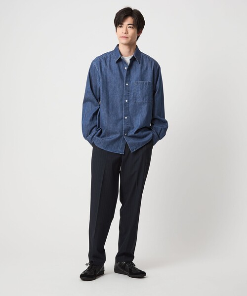 green label relaxing（グリーンレーベルリラクシング）の「フェード デニム マイン レギュラーカラー シャツ（シャツ/ブラウス・メンズ・ダークグレー/ネイビー・S/M/L/XL）」の8枚目の写真